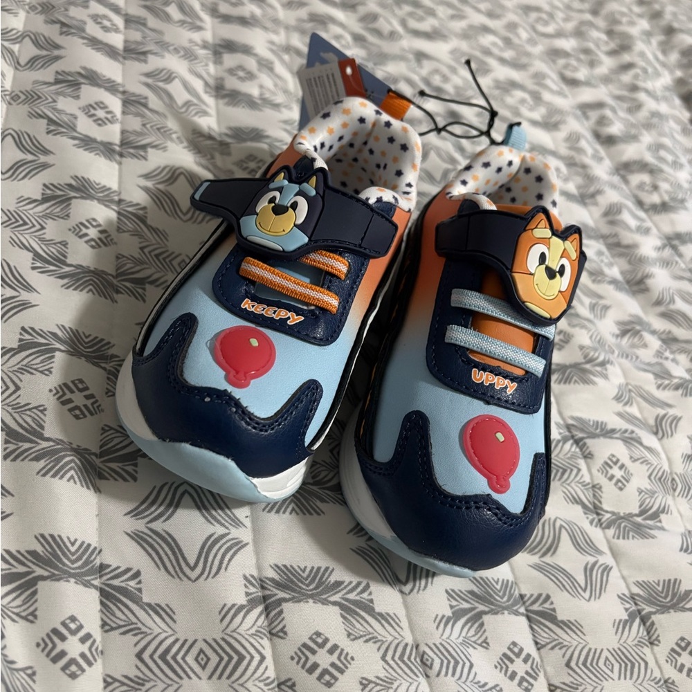 Blue and Orange Cartoon Character Sneakers with Velcro Closure
